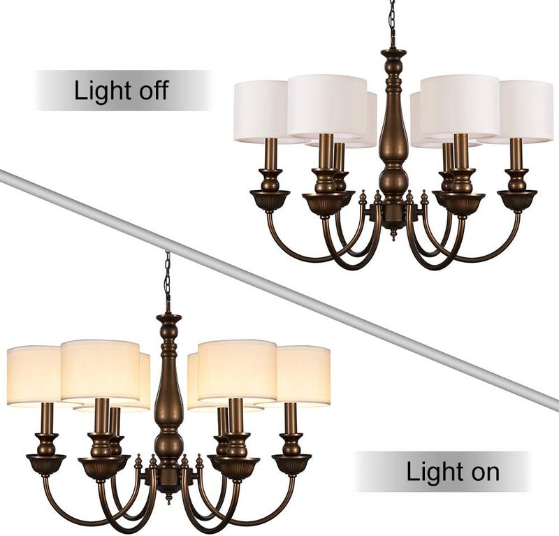 Wellmet Small Lamp Shades,ONLY for Candle Bulbs,Clip-on Drum Mini Lampshades,Set of 6, 5.5"x 5.5"x5",Cream White - Image 4